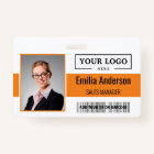 Custom Business Logo Barcode Employee Photo