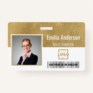 Custom Business Logo Barcode Employee Photo ID Badge