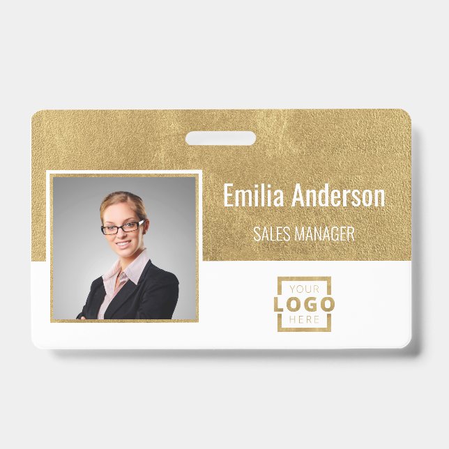 Custom Business Logo Barcode Employee Photo ID Badge (Front)