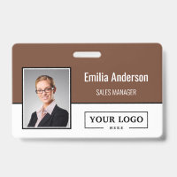 Custom Business Logo Barcode Employee Photo