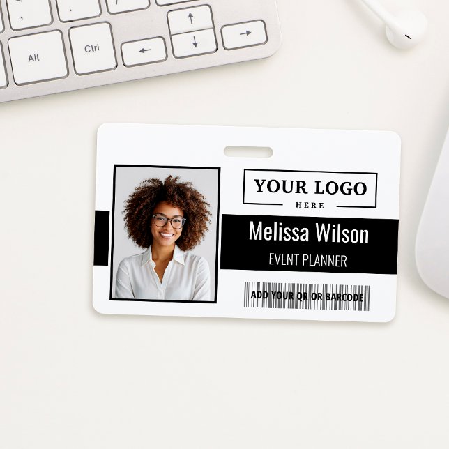 Custom Business Logo Barcode QR Code Employee ID Badge (Creator Uploaded)