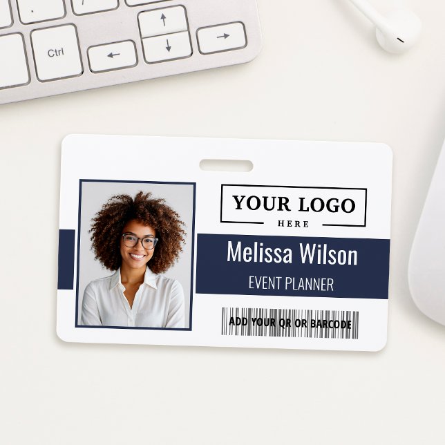 Custom Business Logo Barcode QR Code Employee ID Badge (Creator Uploaded)