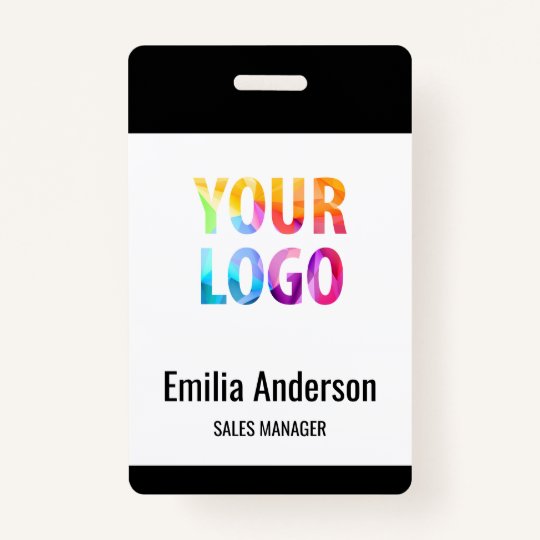 Custom Business Logo Basic Barcode Employee ID Badge Zazzle.co.uk