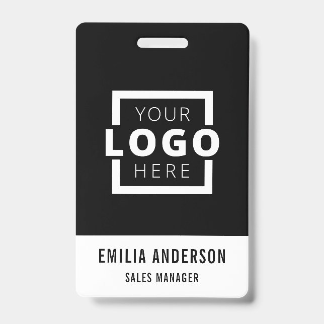 Custom Business Logo Basic Barcode Employee ID Badge (Front)