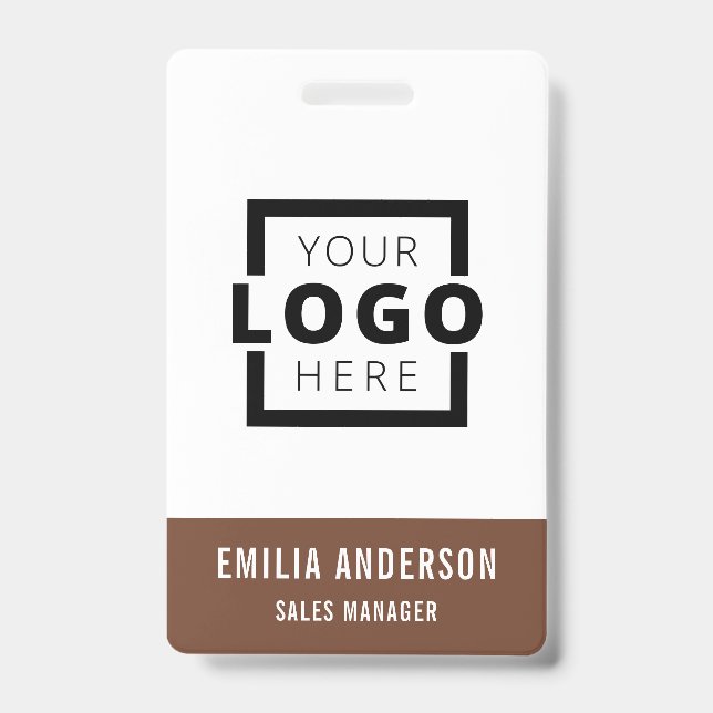 Custom Business Logo Basic Barcode Employee ID Badge (Front)