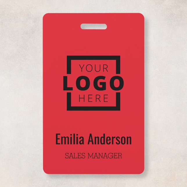 Custom Business Logo Basic Barcode Employee ID Badge (Creator Uploaded)