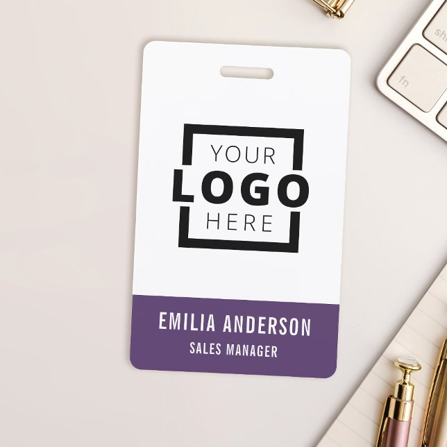 Custom Business Logo Basic Barcode Employee ID Badge (Creator Uploaded)