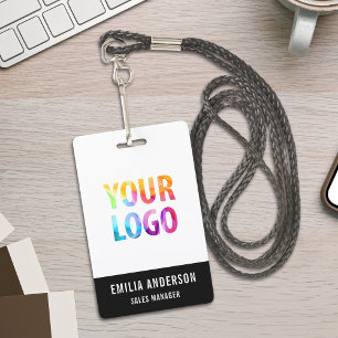 Custom Business Logo Basic Barcode Employee ID Badge
