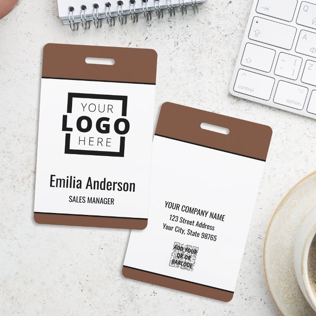 Custom Business Logo Basic Barcode Employee ID Badge (Creator Uploaded)