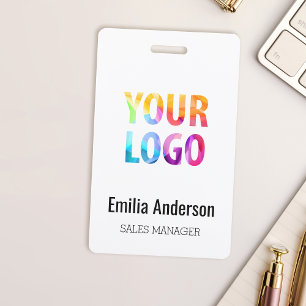 Custom Business Logo Basic Barcode Employee ID Badge