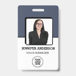 Custom Business Logo Basic Barcode Employee Photo ID Badge