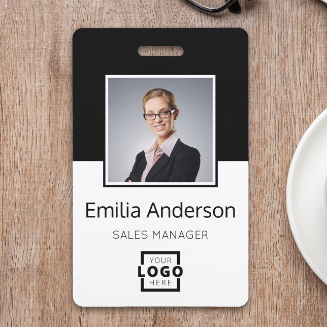 Custom Business Logo Basic Barcode Employee Photo ID Badge (Creator Uploaded)