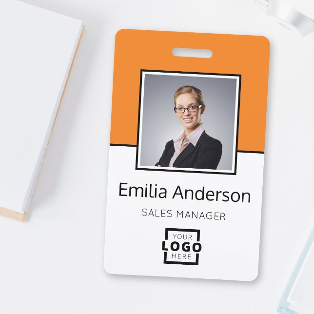 Custom Business Logo Basic Barcode Employee Photo ID Badge (Creator Uploaded)