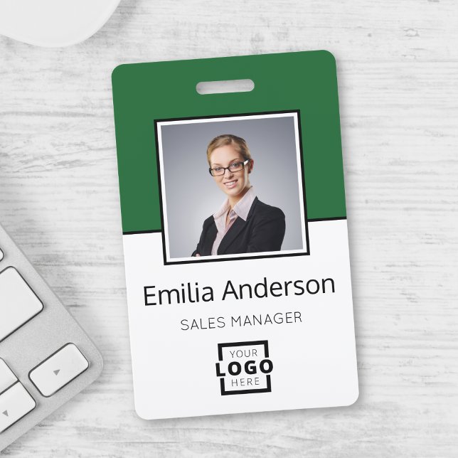 Custom Business Logo Basic Barcode Employee Photo ID Badge (Creator Uploaded)