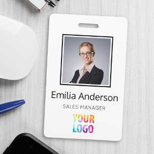 Custom Business Logo Basic Barcode Employee Photo ID Badge