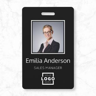 Custom Business Logo Basic Barcode Employee Photo ID Badge