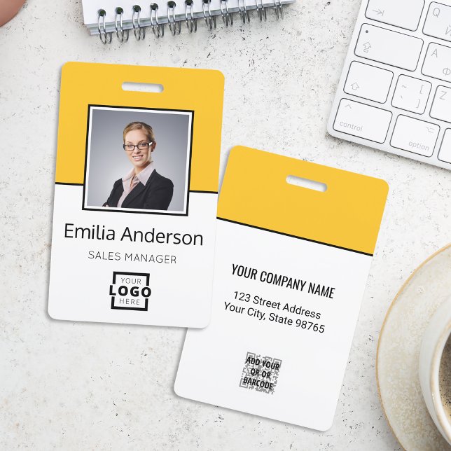 Custom Business Logo Basic Barcode Employee Photo ID Badge (Creator Uploaded)