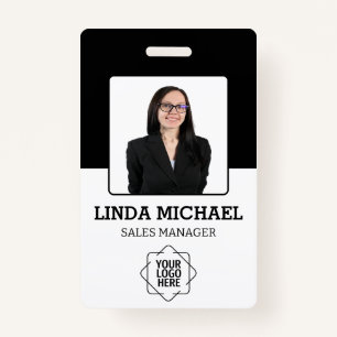 Custom Business Logo Basic Barcode Employee Photo ID Badge
