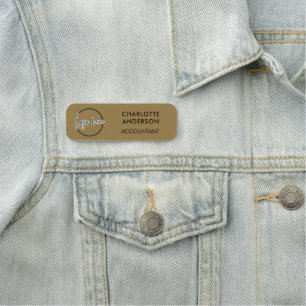 Custom Business Logo Basic Employee Gold Staff Name Tag