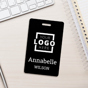Custom Business Logo Basic Employee Name Black ID Badge