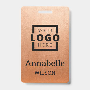 Custom Business Logo Basic Employee Name Copper ID Badge