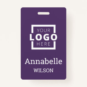 Custom Business Logo Basic Employee Name Purple ID Badge