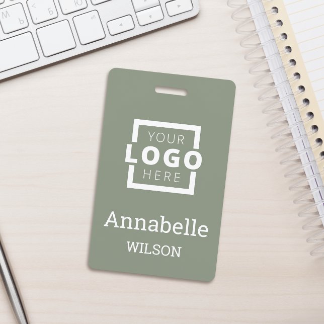 Custom Business Logo Basic Employee Name Sage ID Badge (Creator Uploaded)