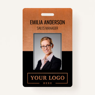 Custom Business Logo Basic Employee Photo Copper ID Badge