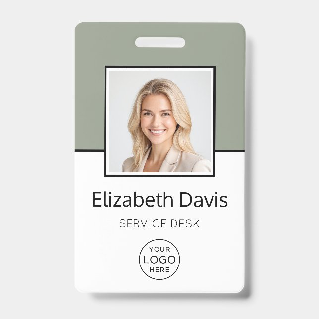 Custom Business Logo Basic Employee Photo ID Badge (Front)