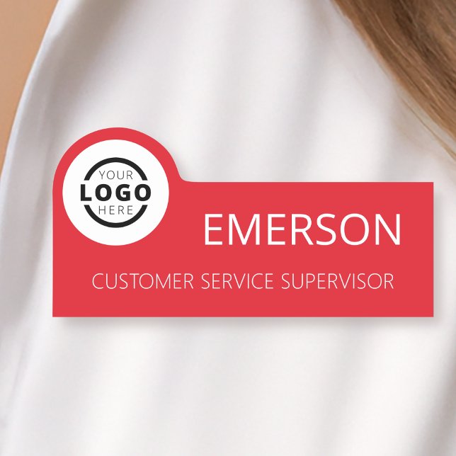 Custom Business Logo Basic Employee Red Name Tag (Creator Uploaded)