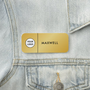 Custom Business Logo   Basic Employee Staff Gold Name Tag