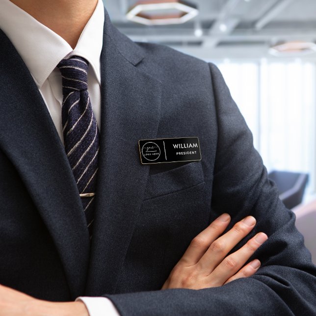 Custom Business Logo Basic Employee Staff Name  Na Tag (Creator Uploaded)