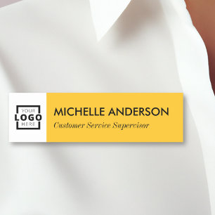 Custom Business Logo Basic Employee Staff Yellow Name Tag