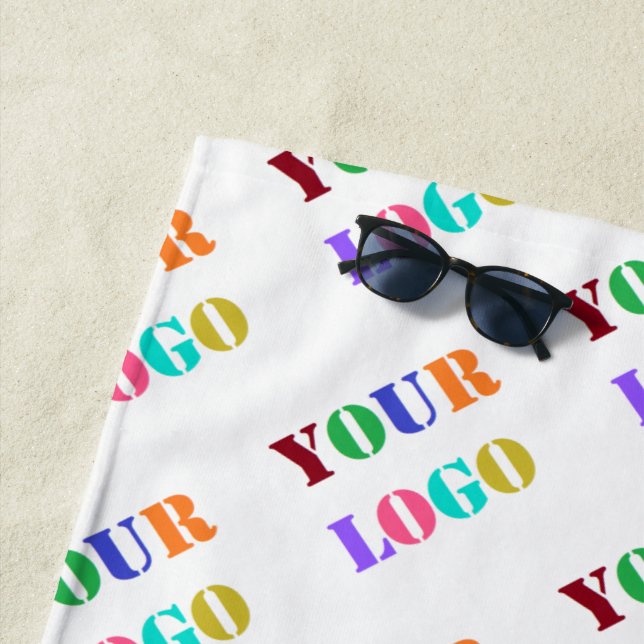 Custom Business Logo Beach Towel - Your Colours (In Situ)