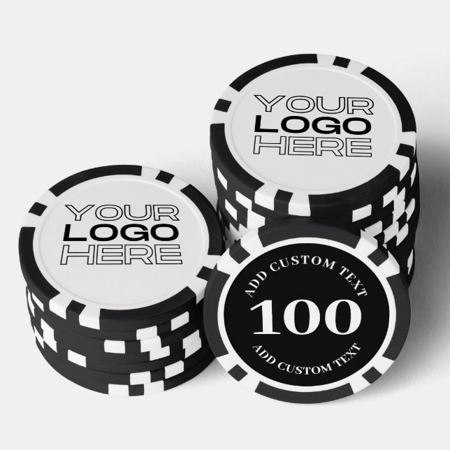Custom Business Logo Black 100 Value Game Poker Chips (Stack)