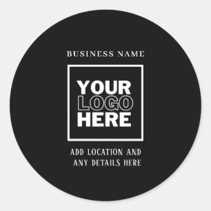 Custom Business Logo Black and White Branded Classic Round Sticker