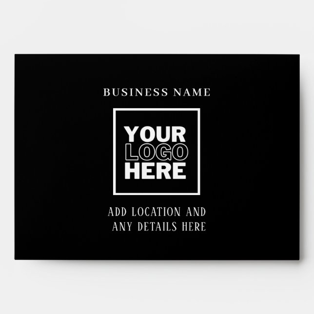 Custom Business Logo Black and White Branded Envelope (Front)