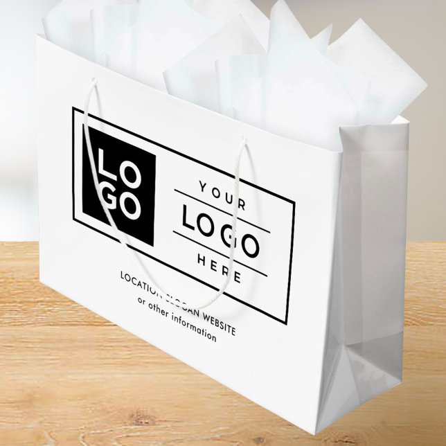 Custom Business Logo Black and White Branded Large Gift Bag (Creator Uploaded)