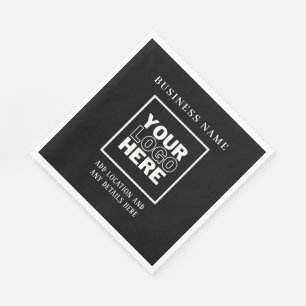 Custom Business Logo Black and White Branded Napkin