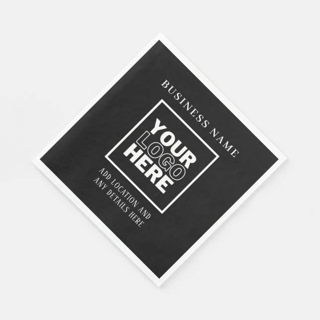 Custom Business Logo Black and White Branded Napkin (Corner)