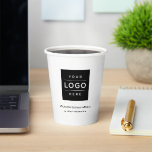 Custom Business Logo Black and White Branded Paper Cups
