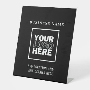 Custom Business Logo Black and White Branded Pedestal Sign