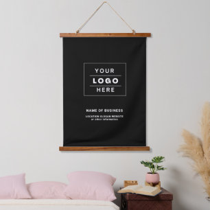 Custom Business Logo Black and White  Hanging Tapestry