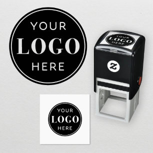 Custom Business Logo Black Circle Branded Self-inking Stamp