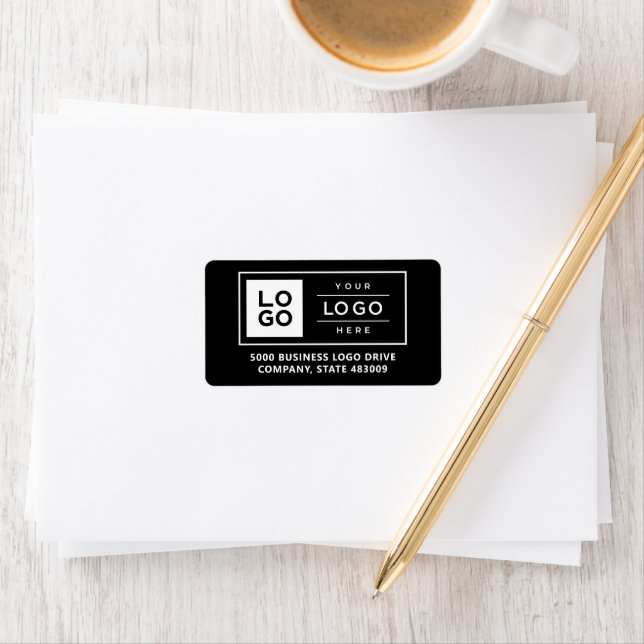 Custom Business Logo Black Company Branded Address Label (Insitu)