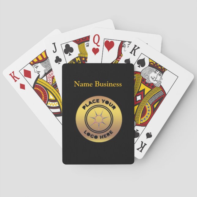 Custom Business Logo  Black Gold  Playing Cards (Back)