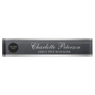 Custom Business Logo Black Metal Executive   Nameplate