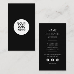 Custom Business Logo Black Professional Modern   Business Card