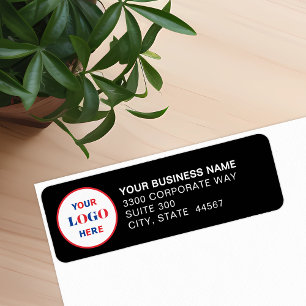 Custom Business Logo Black Return Address Label