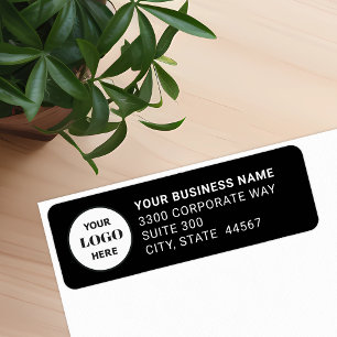 Custom Business Logo Black Return Address Label